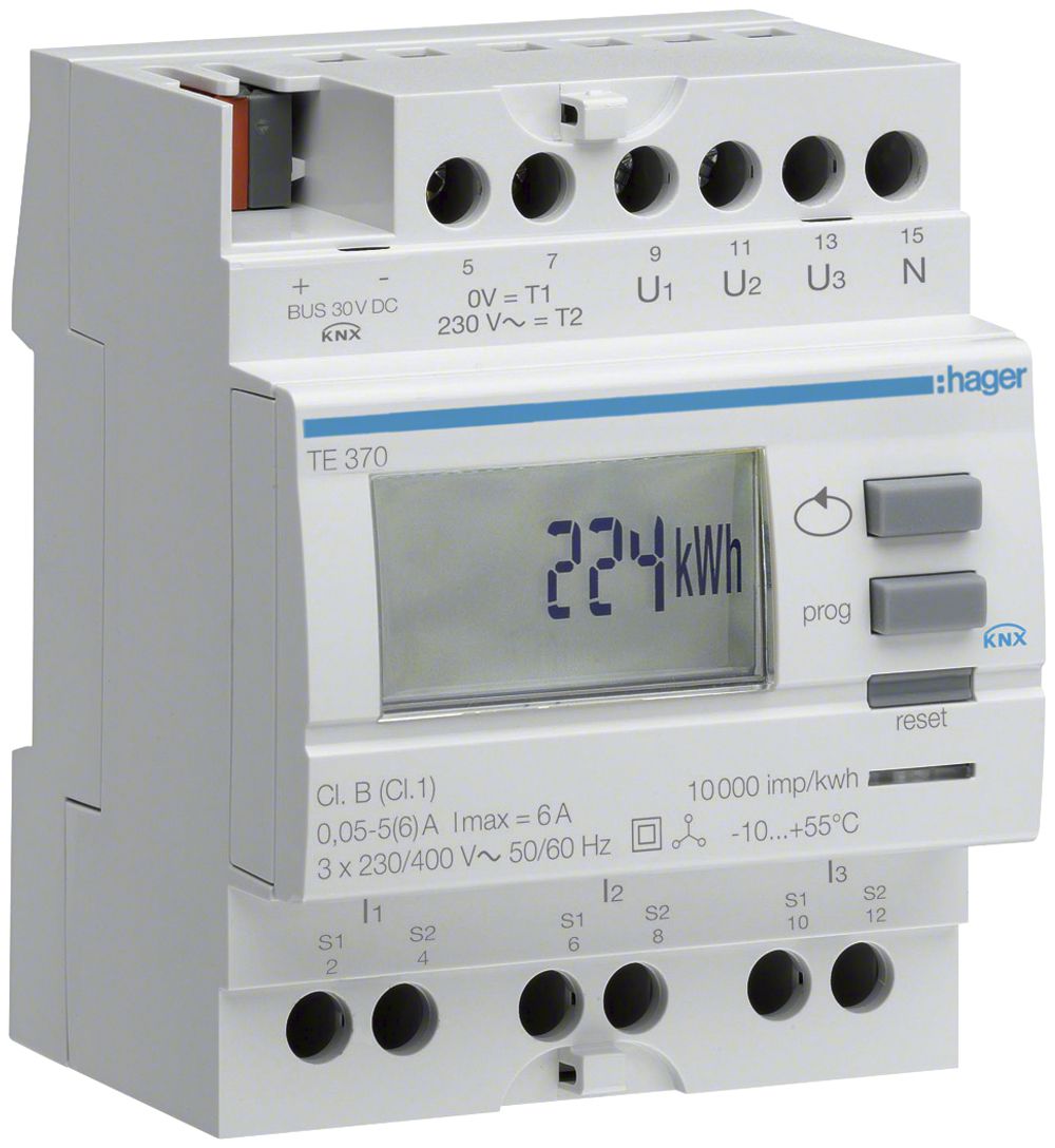 Compteur d'énergie Hager KNX 3LN mesure du transformateur 5A