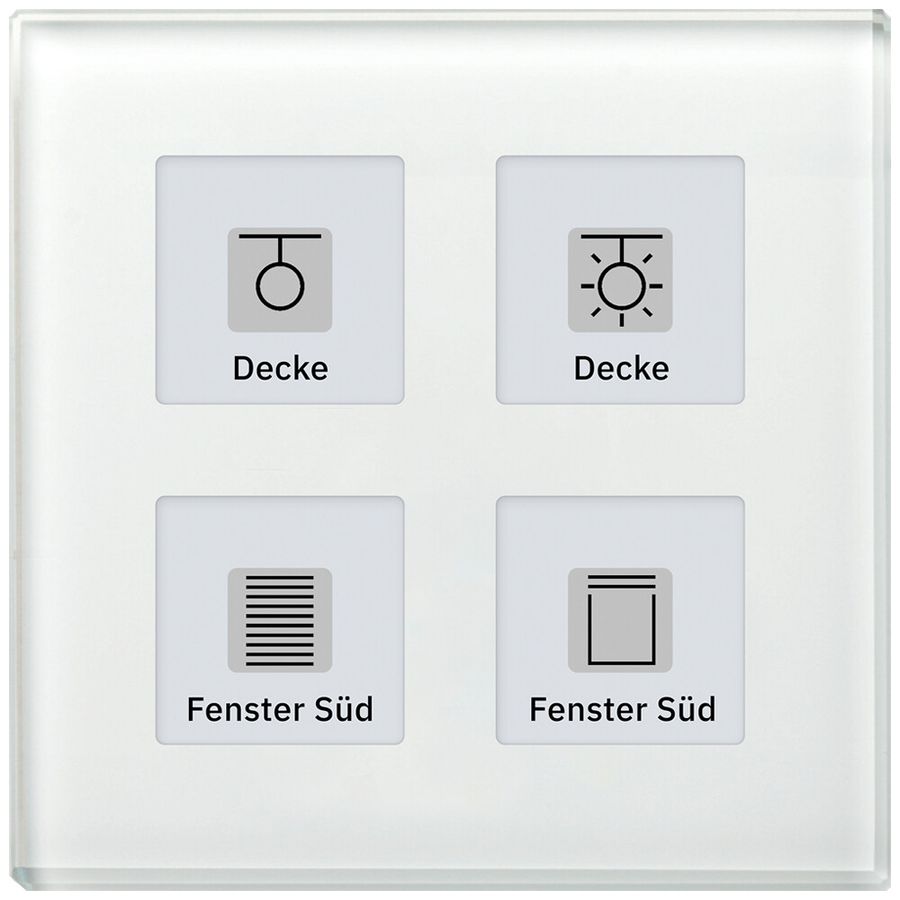 Pulsante KNX INC MDT BE-GTT4W.01 4t/4a LED temp.vetro bianco