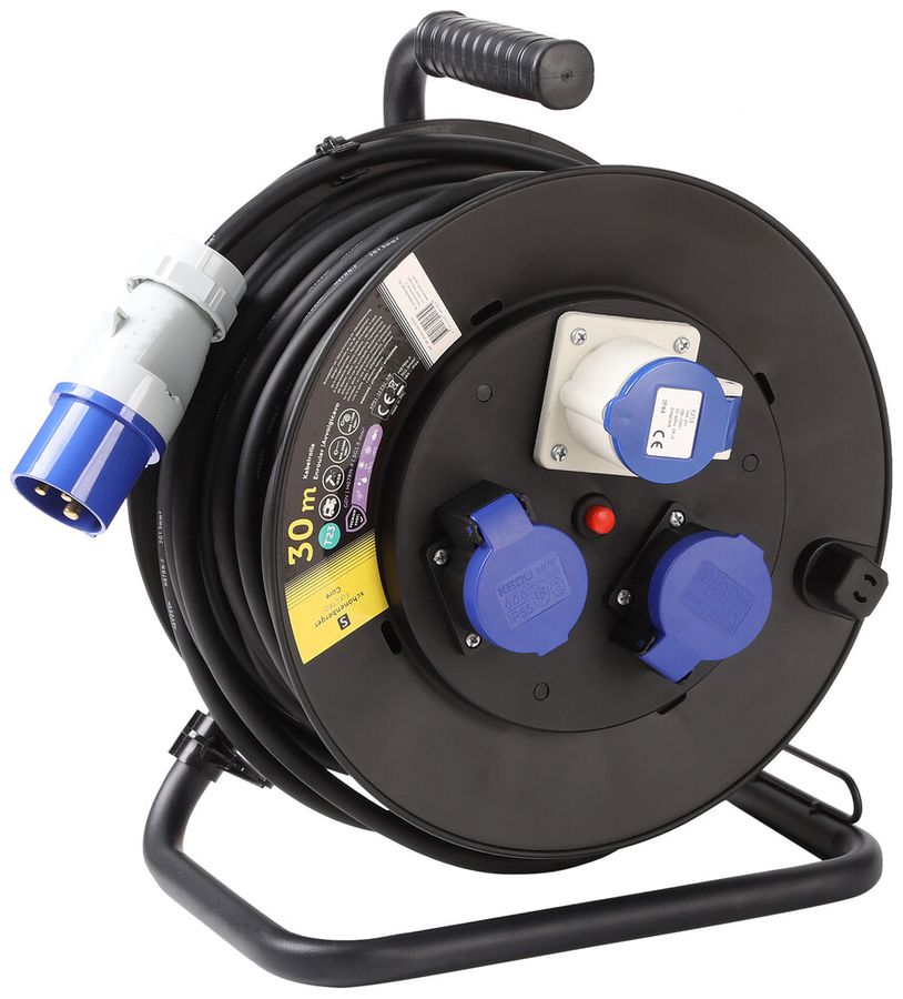 Kabelrolle Schönenberger Stecker:CEE Steckdose:1×CEE16/3 2×T23 30m IP44 schwarz