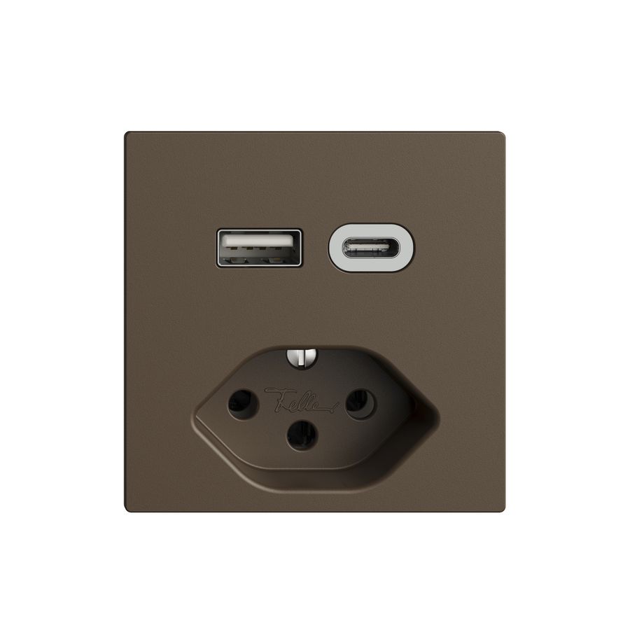 Steckdose USB Typ A+C + Typ 13 Feller EDIZIOdue F 230V 3000mA coffee