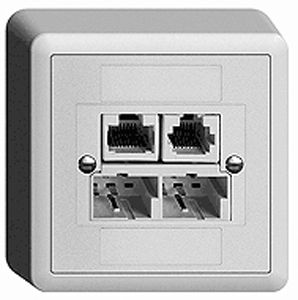 Prise AP 2×TT/RJ45/RJ11/u ADSL ITplus EDIZIOdue blanc