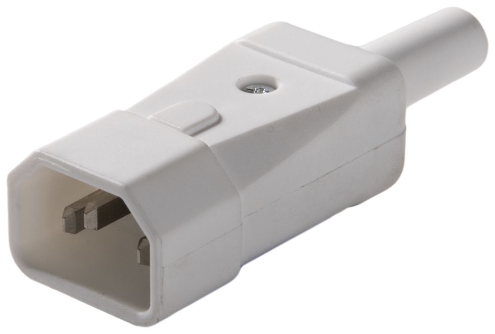 Apparatestecker Typ C14 (E) ELBRO 10A 230VAC gerade max.70°C weiss IP20