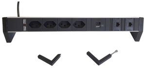Tischsteckdosenleiste Desk-Line 4×T13/1×USB-A/1×USB-C/2×RJ45 3m T12 F=10A