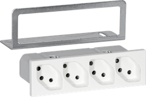 EB-Steckdose FLF 4×Typ 13 weiss 46×Typ 130mm Hager