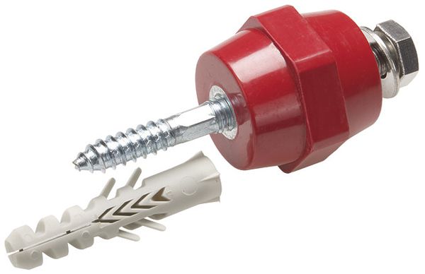 Isolateur de support Flury PA 23 M10, incl.vis acier zingué et cheville PVC