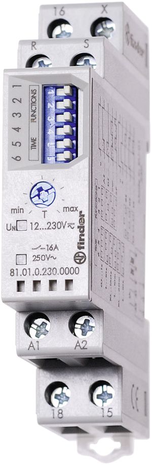 REG-Zeitrelais Finder 81.01, 1W 16A 12…230VAC/DC Multifunktion