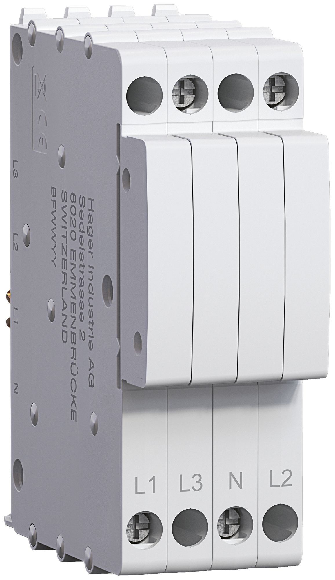 Bloc d'alimentation Hager uniway 63A, 3LN, disposition L1L3NL2, largeur 36mm