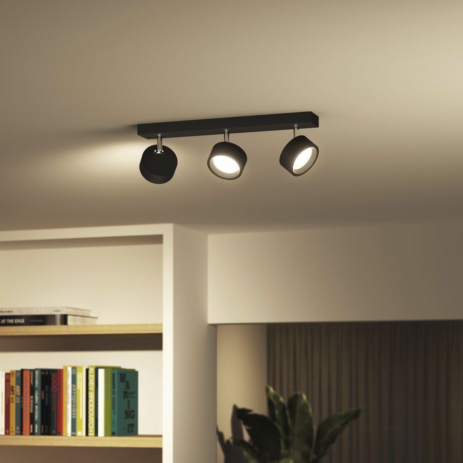 Spot LED Philips Bracia 16.5W 1650lm 2700K 110° 430×80.5mm nero 3×Spot