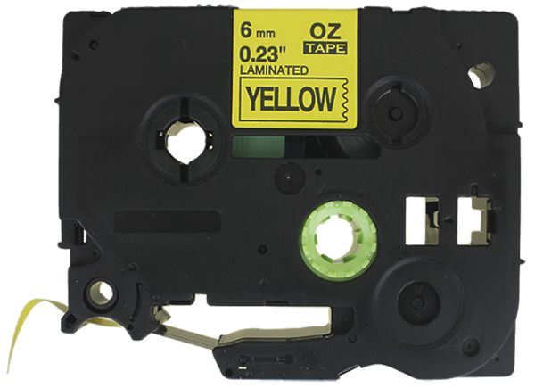 Cassetta nastro compatibile con OZE-611, 6mm×8m, giallo/nero