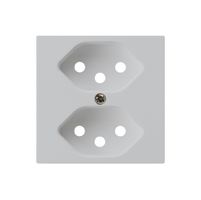 Frontplatte kallysto 2×T13 60×60mm hellgrau mit Kinderschutz für Steckdose