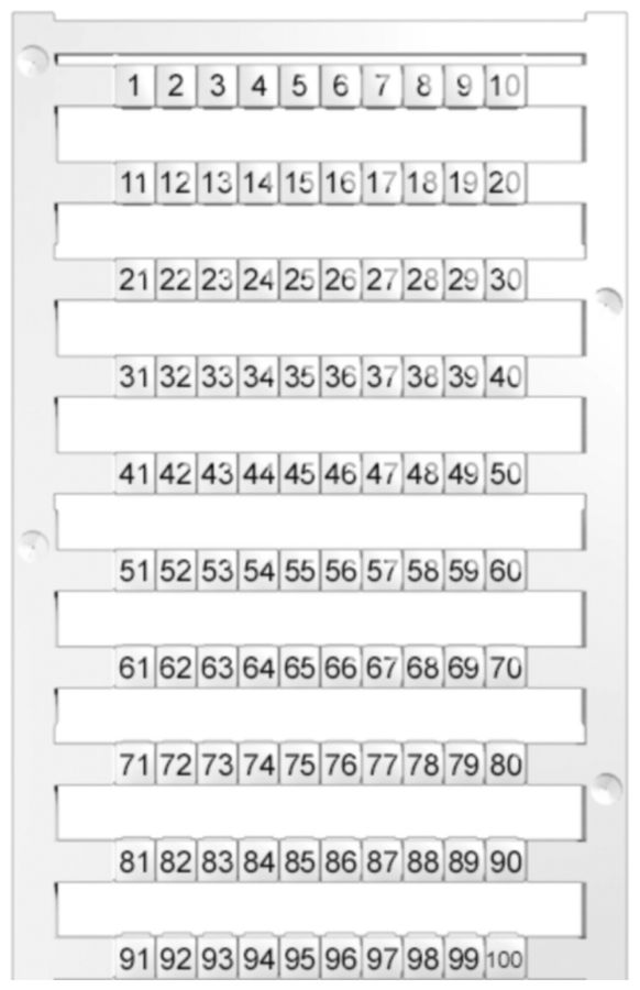 Bande de marquage nombres horizontal 5mm blanc numéro de 1…100