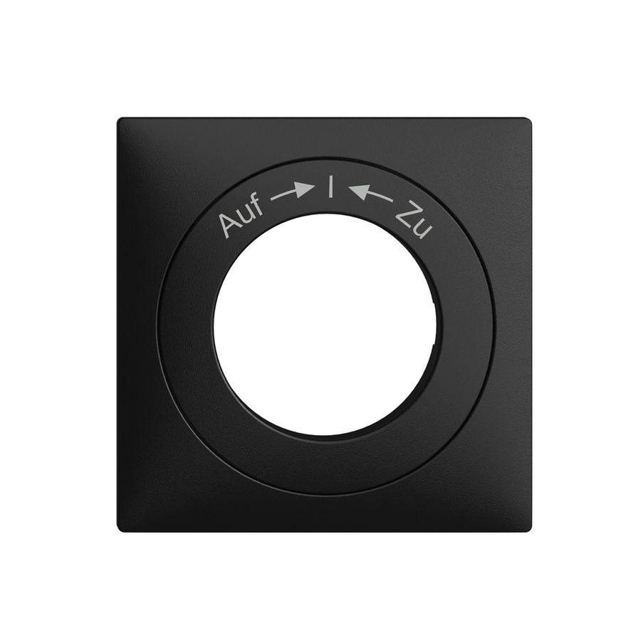 Frontset EDIZIOdue Auf->I<-Zu schwarz 60×60mm für Schwenktaster