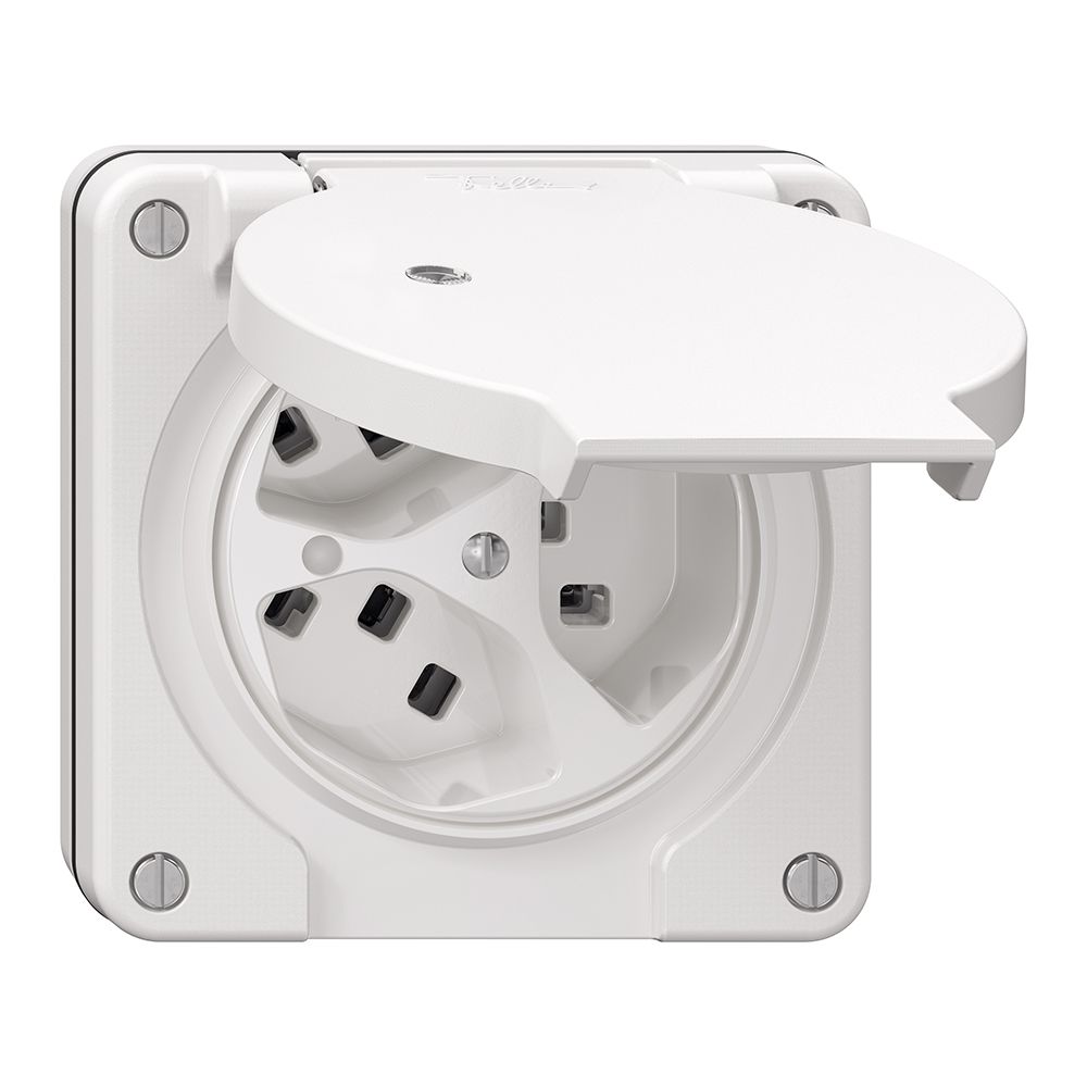 NUP-Steckdose NEVO, 3×T23, IP21, m.LED, weiss