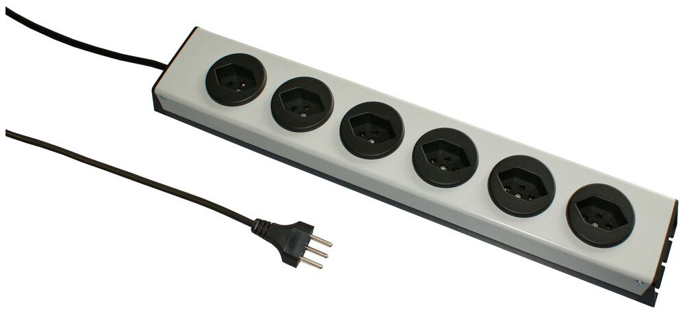 Steckdosenleiste MH 6×T13 PowerLine, Td 3×1mm², 1.5m, schwarz