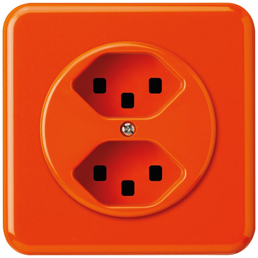 Prise ENC basico 2×type 23 orange avec bornes enf.