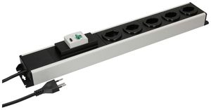 Steckdosenleiste MH POWER LINE 10A 5×T13 1.5m grau-schwarz mit FI 25A/30mA