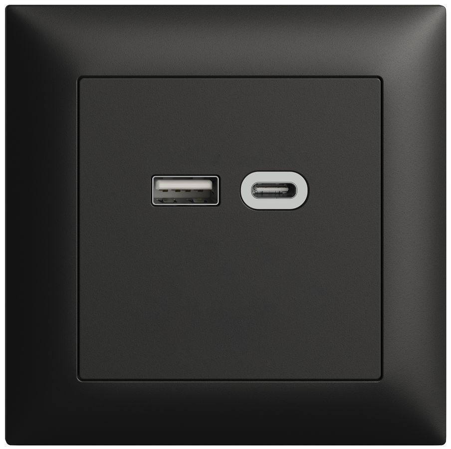 Prise ENC USB 18W type A + type C Feller EDIZIOdue FMI 230V 3600mA noir