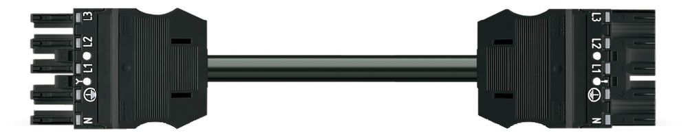 Verbindungsleitung MIDI 5×2.5mm² 20A 400V 2m Cod.A Buchse-Stecker schwarz Cca