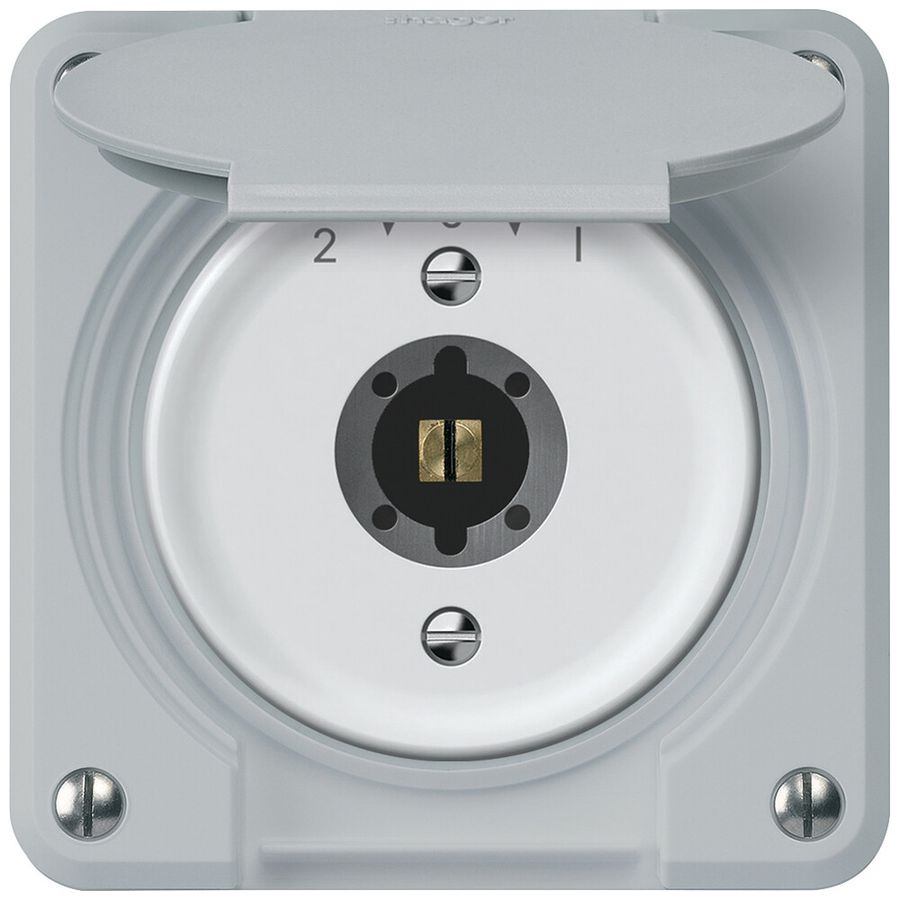 Schlüsselschwenktaster robusto 1P 2NO 2CO 20A 250V 86×86mm grau
