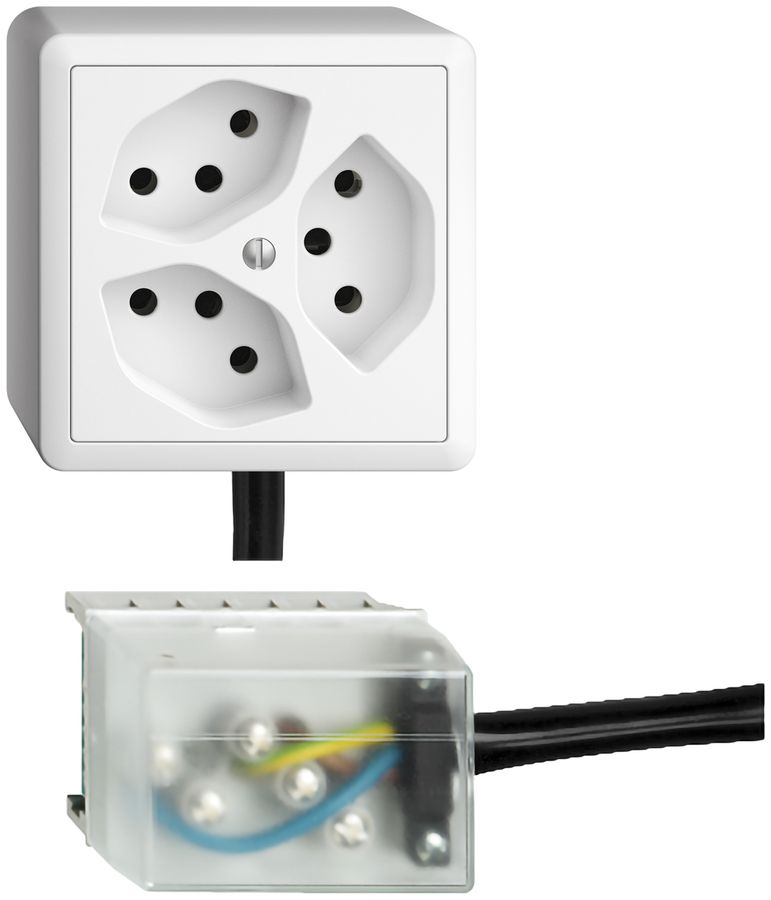 Prise AP EDIZIOdue 3×T13 L3 blanc pour câble plat Powerbus