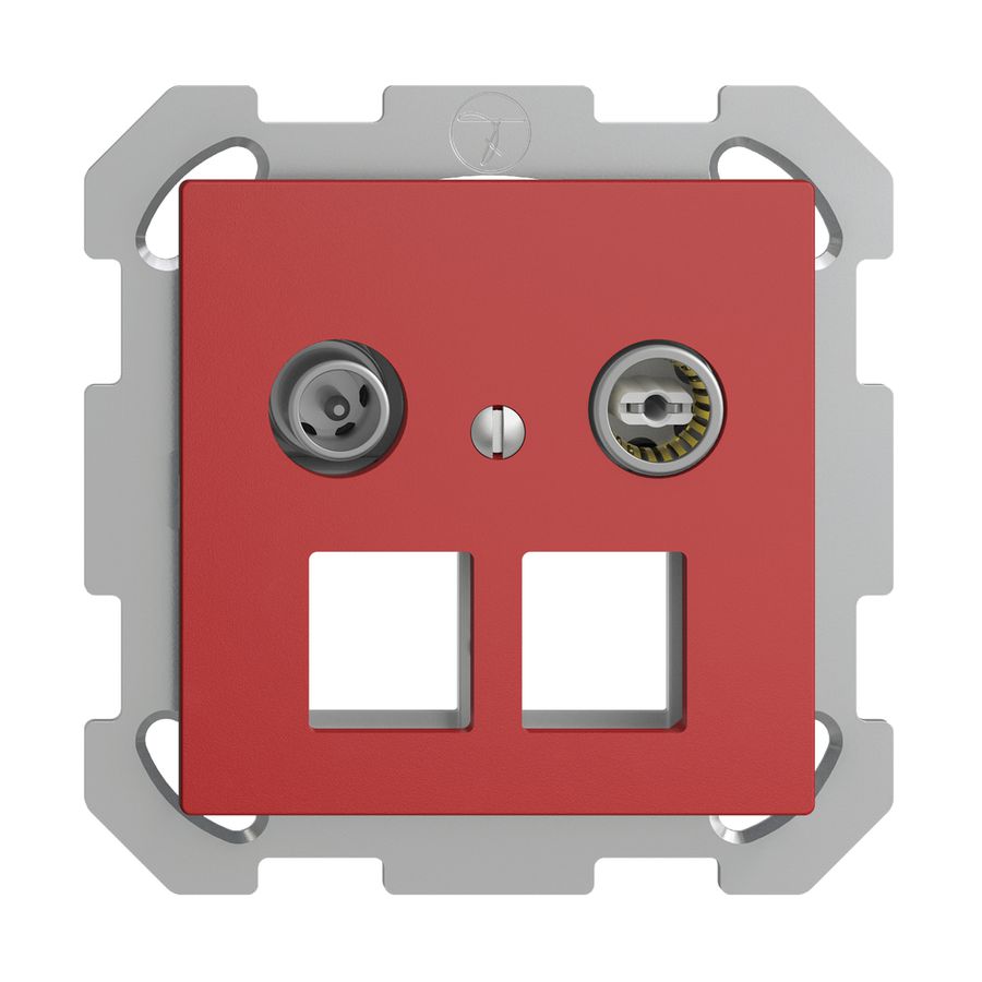 Prise multimédia 19dB ENC Edue FM, prise de passage, pour 2×RJ45 Keystone, berry