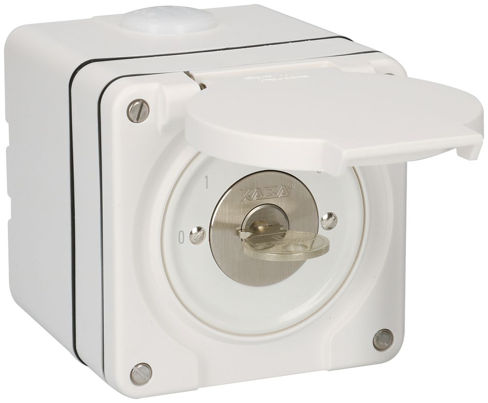 Interrupteur à gradation AP NEVO 1P, IP55, 0-1-2-3, cyl.1007F, 9h, plan 5000, bc