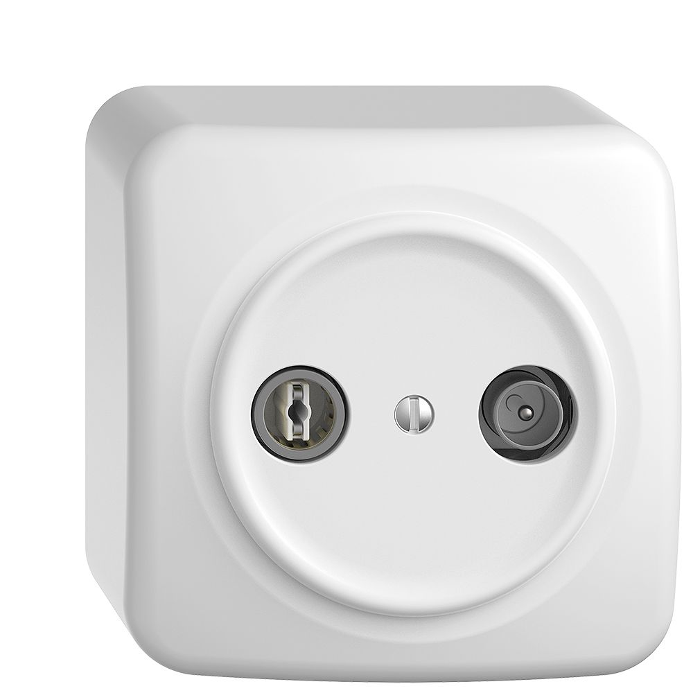 Prise TV-R AP STANDARDdue 23dB blanc à large bande 5…2000MHz, QX54