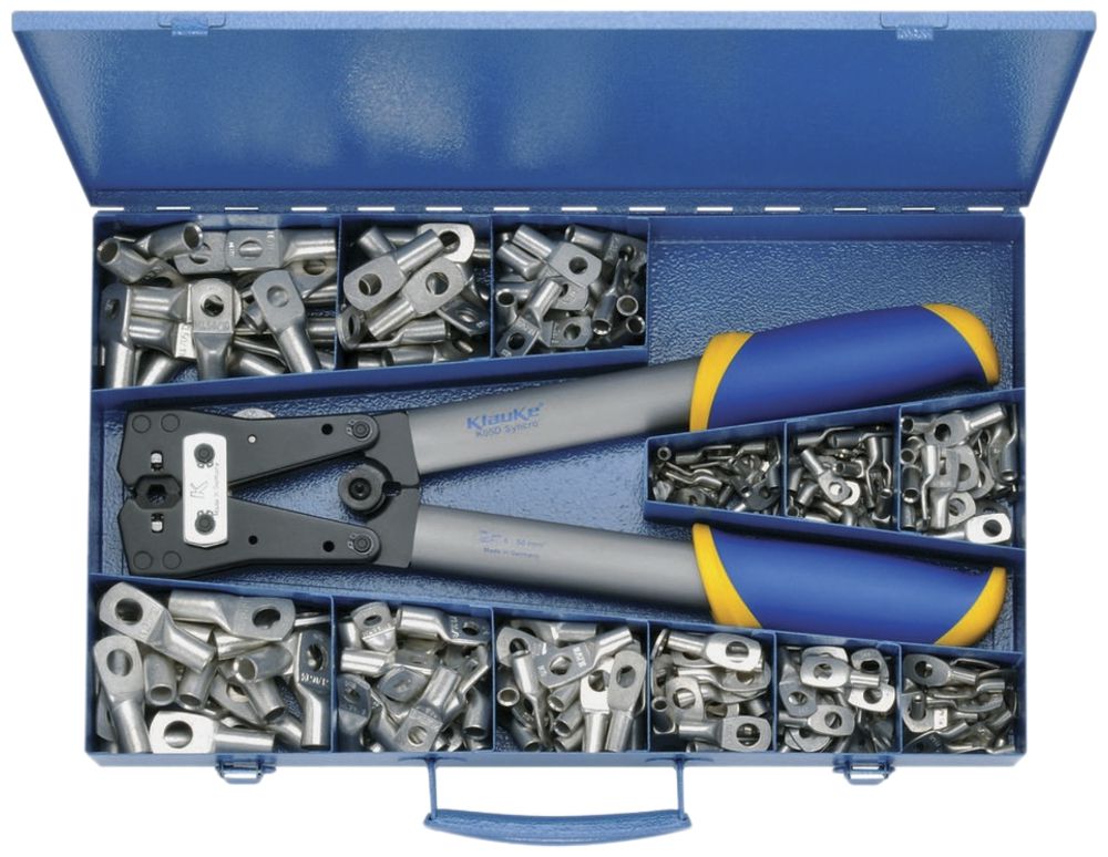 Sortimentskasten Klauke mit DIN Presskabelschuhe/Presswerkz.