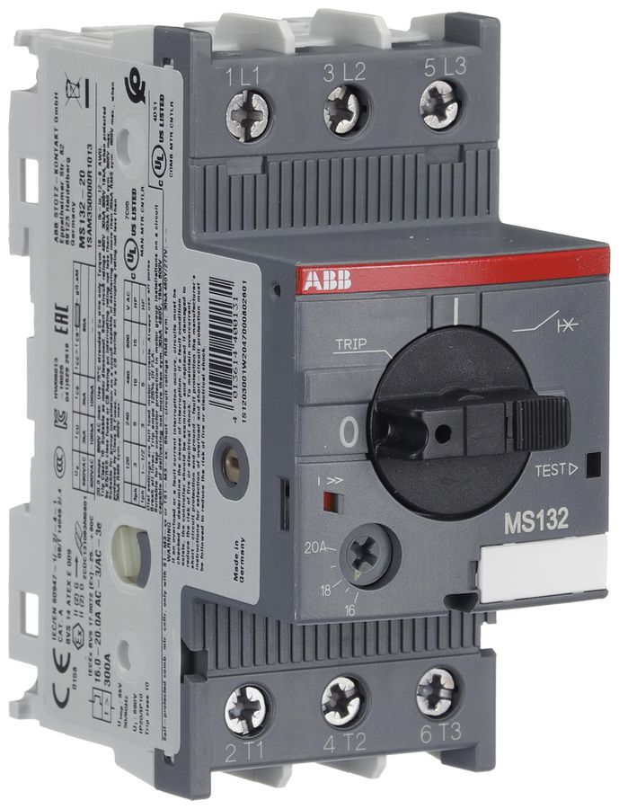 Salvamotore AMD ABB MS132, 7.5kW AC-3 (16…20A) 3L a vite