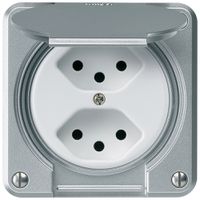 UP-Steckdose robusto 2×Typ 13 aluminium für Kombination