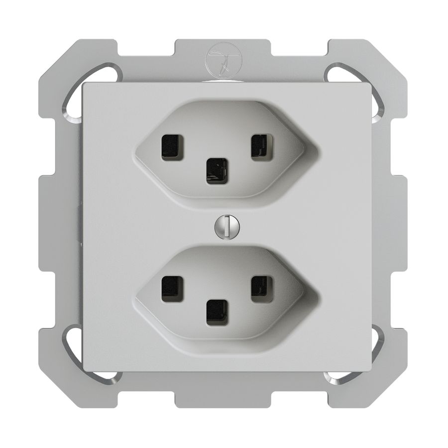 UP-Steckdose 2×T23 16A EDIZIOdue hellgrau, mit Steckklemmen