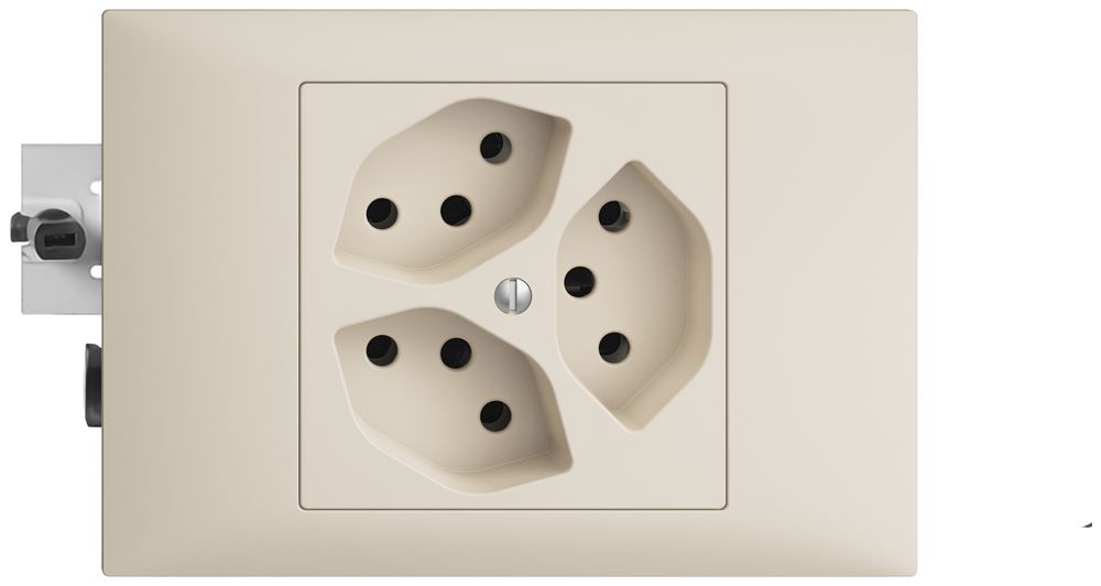 EB-Steckdose EDIZIOdue 3×T13 45…69mm crema
