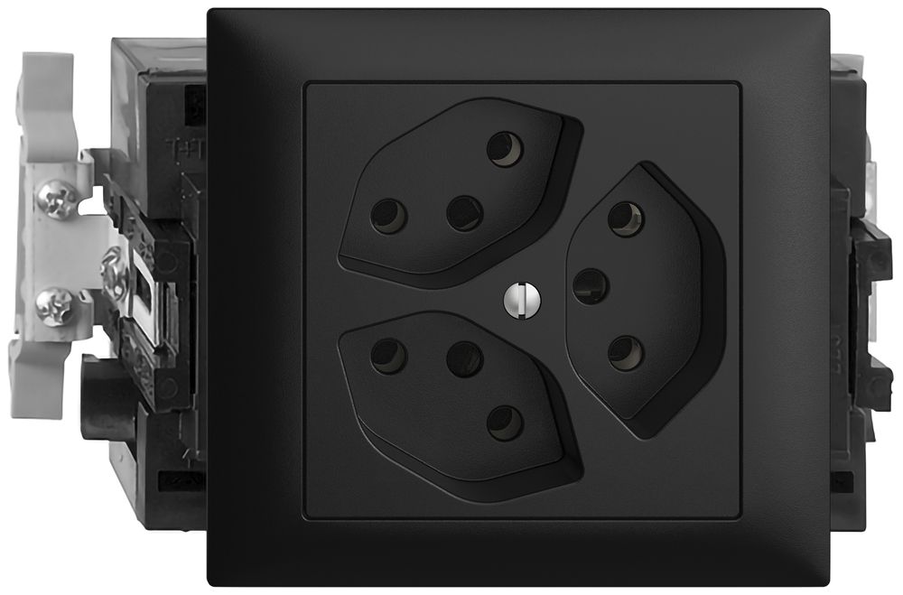 EB-Steckdose EDIZIOdue 3×T13 49…69mm Snap schwarz