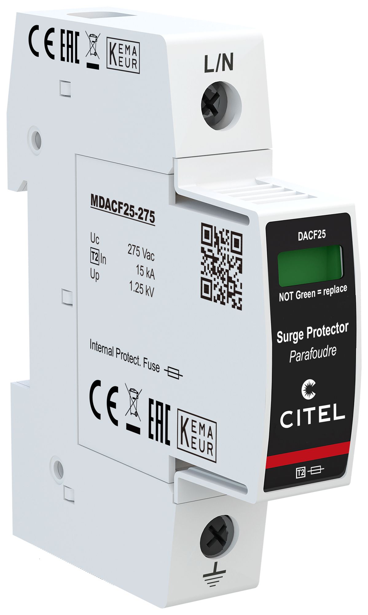 Überspannungsableiter Arthur Flury DACF25-10-275, Typ 2, 1-polig