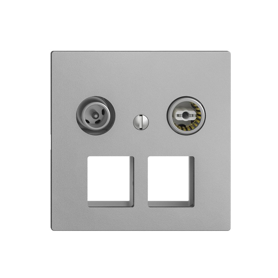 Prise multimédia 4dB Edue F, prise de dérivation, pour 2×RJ45 Keystone, silver