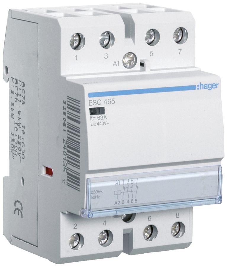 REG-Schütz Hager 230VAC 2 Schliesser 2 Öffner 63A 3TE