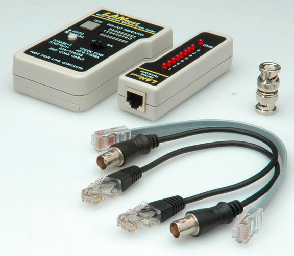 Kabeltester Multi-Network HOBBES für RJ45 geschirmt mit BNC-Adapt.