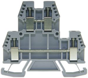 Borne de passage joignable Woertz 0.5…6mm² 41A 500V vis 2×2 rail DIN 35mm gris