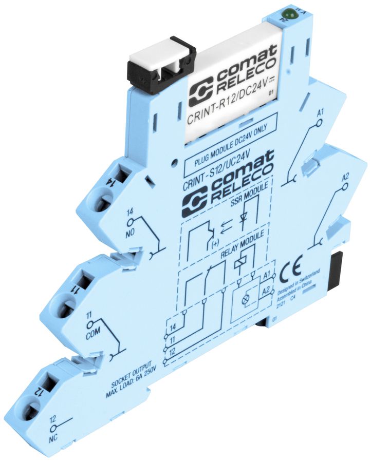 Interfacerelais ComatReleco CRINT-C122, 24VUC, 1W AgSnO2+Au 6A/250VAC