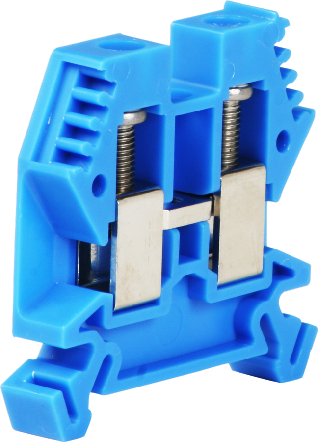 Borne de passage joignable Woertz 4…10mm² 57A 1000V vis 2×1 rail DIN 35mm bleu