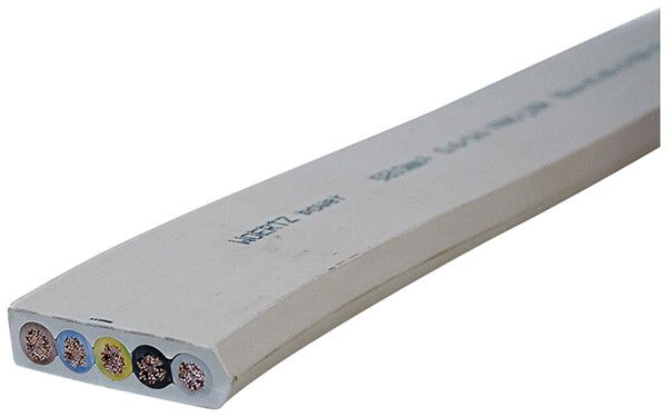 Câble plat Woertz Power 5×10mm² sans halogène gris B2ca