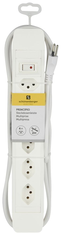 Presa multipla PRINCIPIO 3×tipo 13 orizz.3×tipo 13 vert.cavo 2m interruttore bi