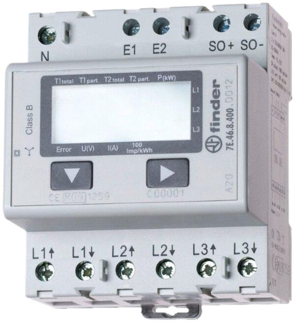 Compteur d'énergie AMD Finder 7E.46 compteur tarifaire 1+2 triphasé 65A