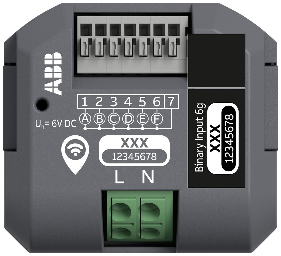 Entrée binaire RF INC ABB free@home wireless 6×entr IN:6VDC