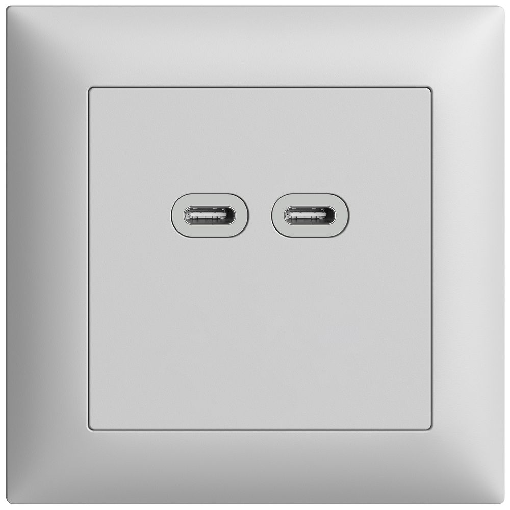 UP-Steckdose USB 18W 2×Typ C Feller EDIZIOdue FMI 230V 3600mA hellgrau