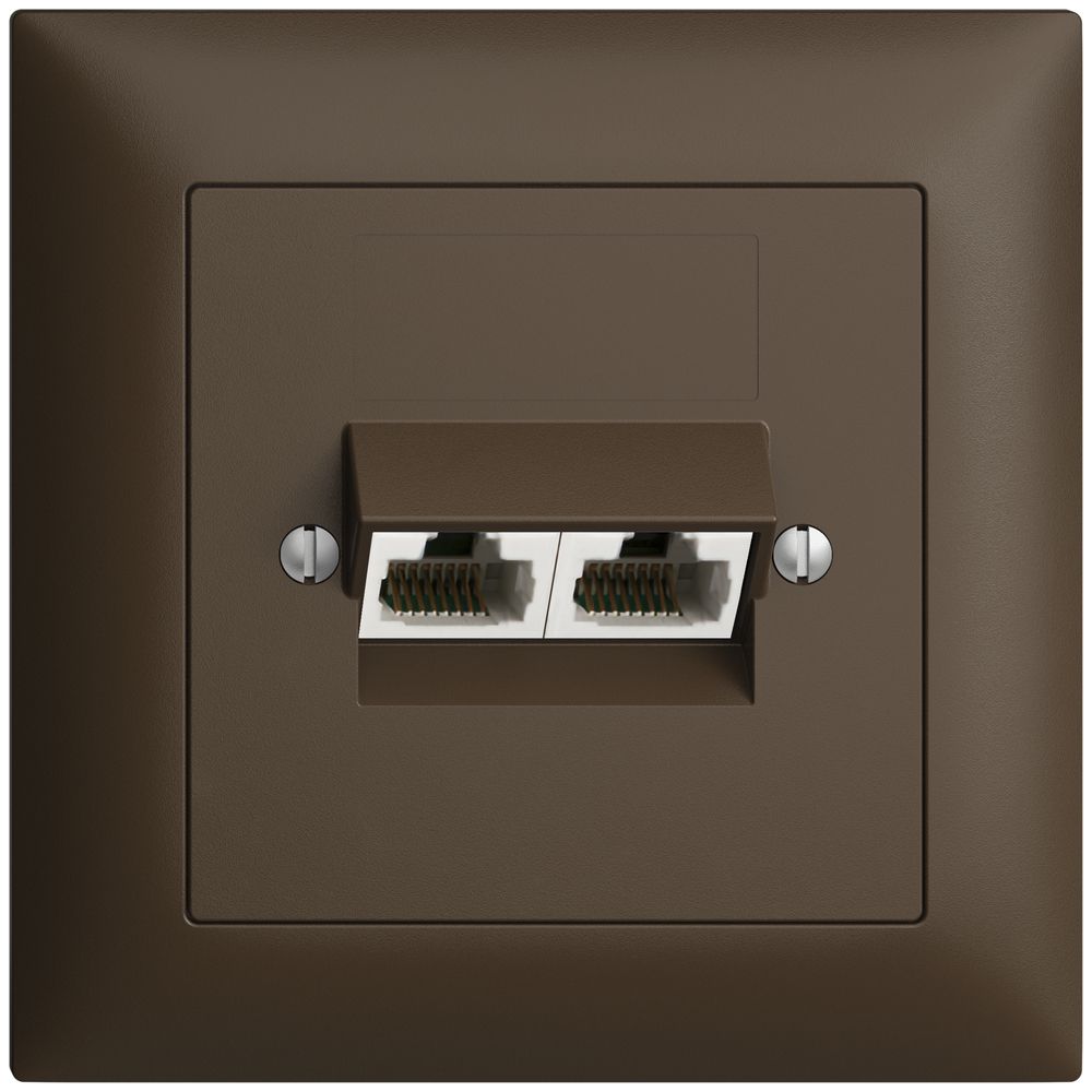 UP-Anschlussdose 2×RJ45/u 4P getr. EDIZIOdue coffee ITplus