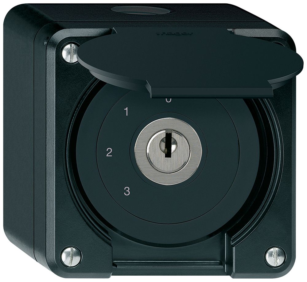 Interruttore a chiave con copertura AP robusto IP55 S5/1P nero