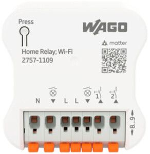 EB-RF-Schaltaktor WAGO Home matter 2-Kan 6A 1380W 200…240V 2×DI IP00
