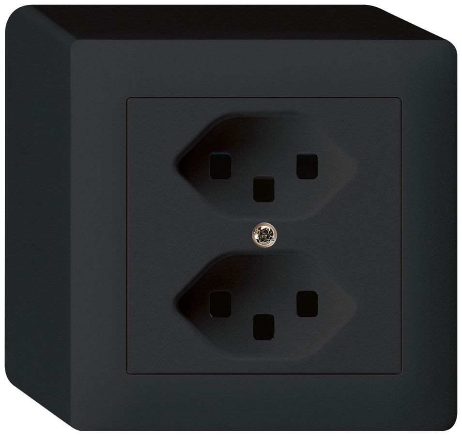 AP-Steckdose kallysto 2×T23 schwarz mit Steckklemmen
