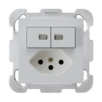 UP-Leuchtkombination 2×A-R/1P+T13 hellgrau kallysto 2 Linsen Befestigungsplatte